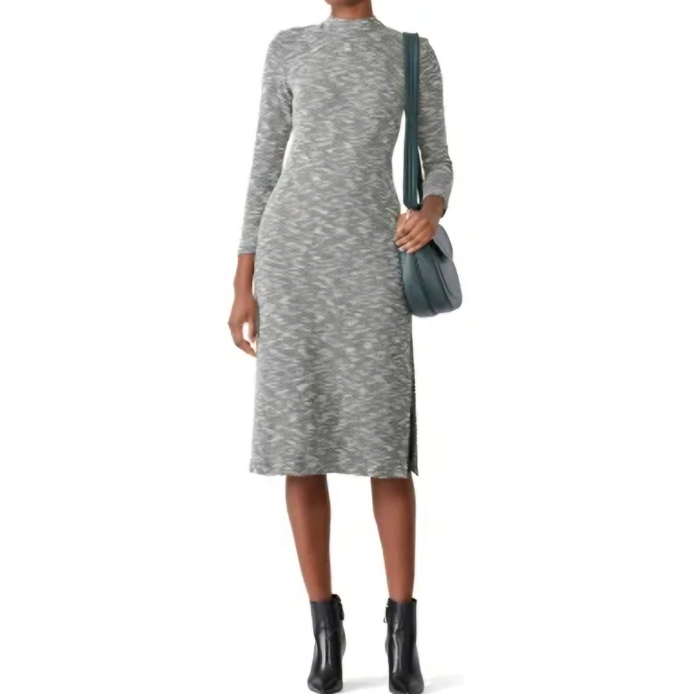 Hutch Anthropologie Camila Gray Mock Neck Tunic Sweater Dress Key Hole Slit M